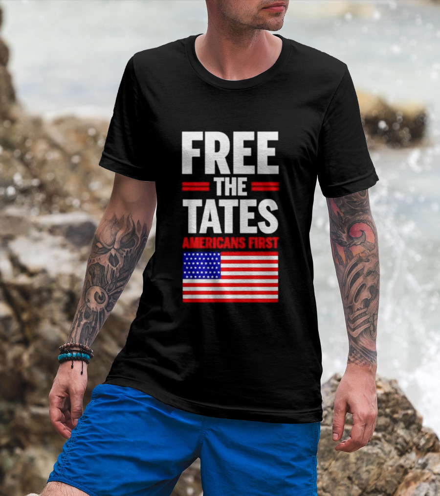 Free The Tates Americans First USA Flag T-Shirt