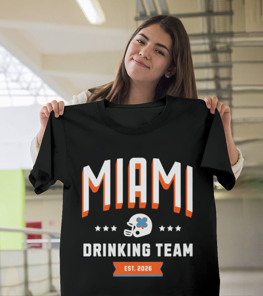 Miami Dolphins Drinking Team Est 2026 Football Helmet Stars T-Shirt