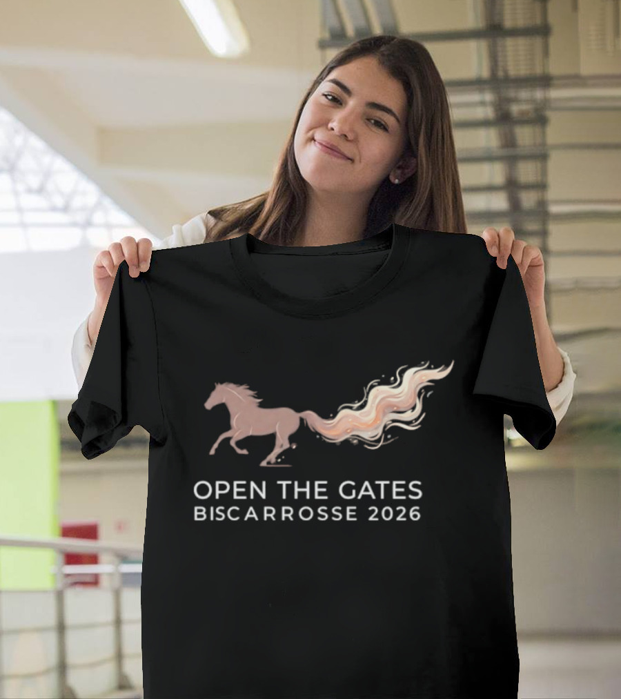 Open The Gates Biscarrosse 2026 Horse With Flowing Tail T-Shirt