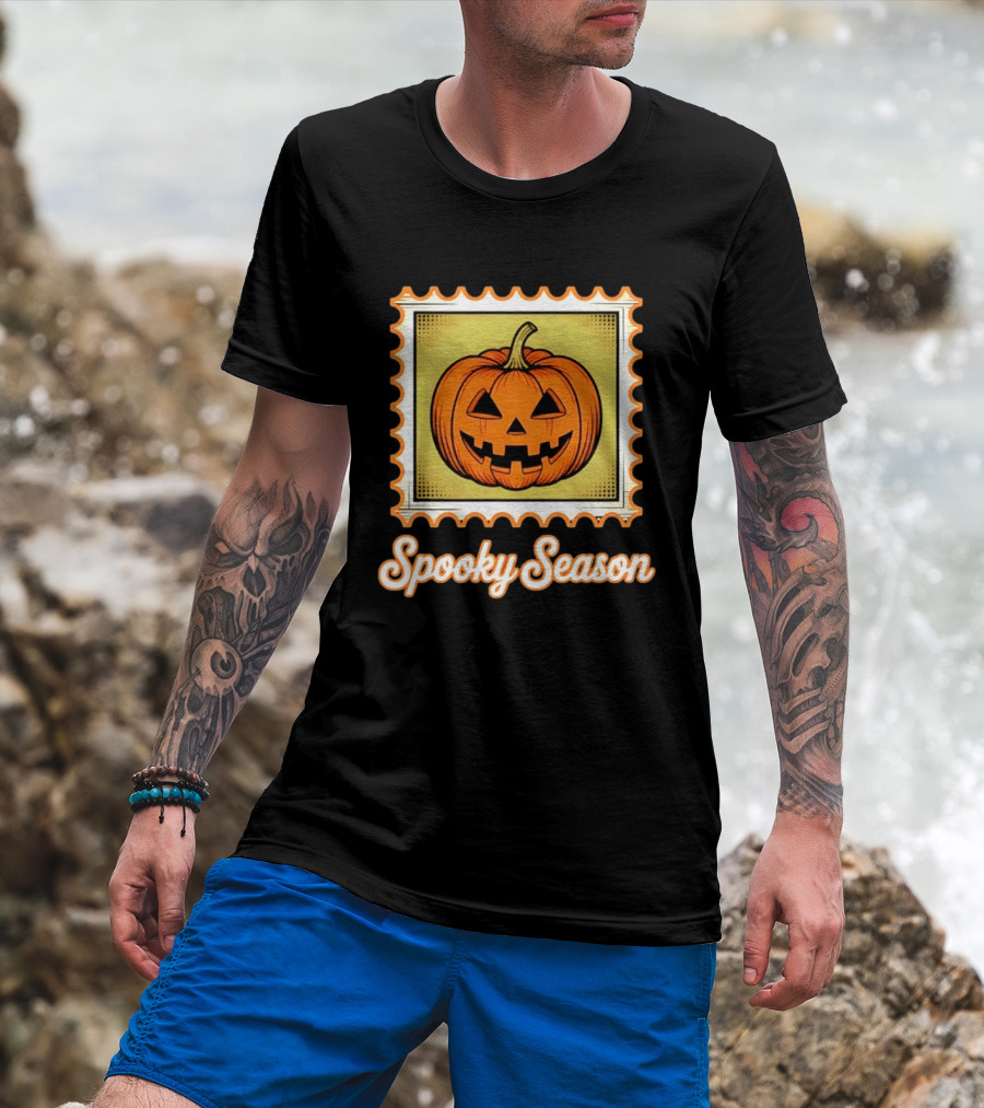 Spooky Season Pumpkin Stamp Halloween T-Shirt