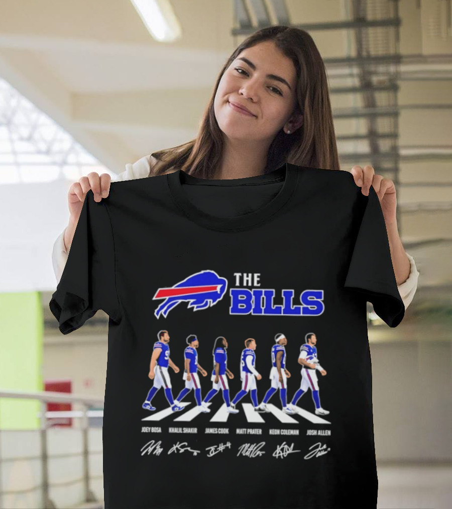 The Bills Josh Allen Joey Bosa Khalil Shakir James Cook Keon Coleman Matt Prater Abbey Road NFL Signatures T-Shirt