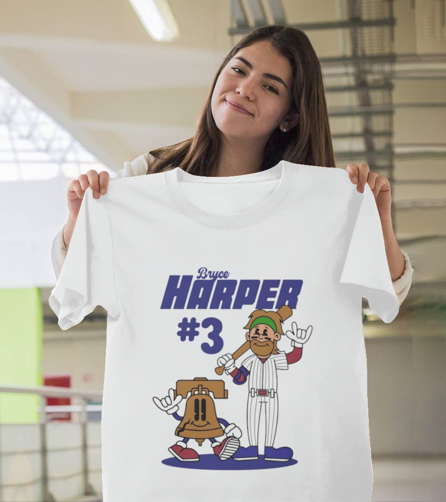 Bryce Harper #3 Philadelphia Phillies MLB Liberty Bell Animated Players T-Shirt