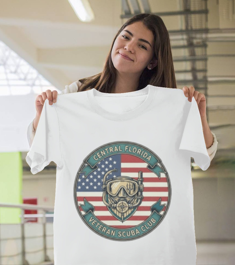 Central Florida Veteran Scuba Club American Flag Dive Mask T-Shirt