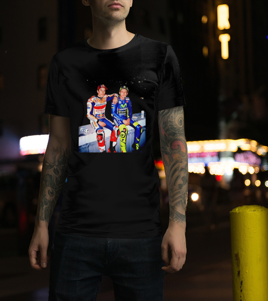 Valentino Rossi Marc Marquez MotoGP Repsol Yamaha Smoking Beer T-Shirt