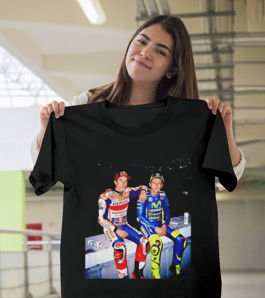 Valentino Rossi Marc Marquez MotoGP Repsol Yamaha Smoking Beer T-Shirt