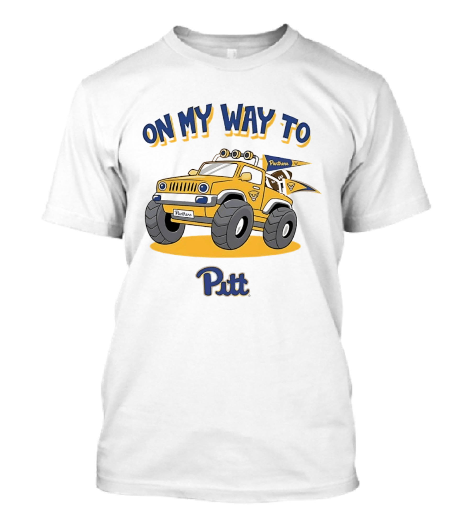 On My Way To Pitt Panthers Jeep With Flags And Tires T-Shirt