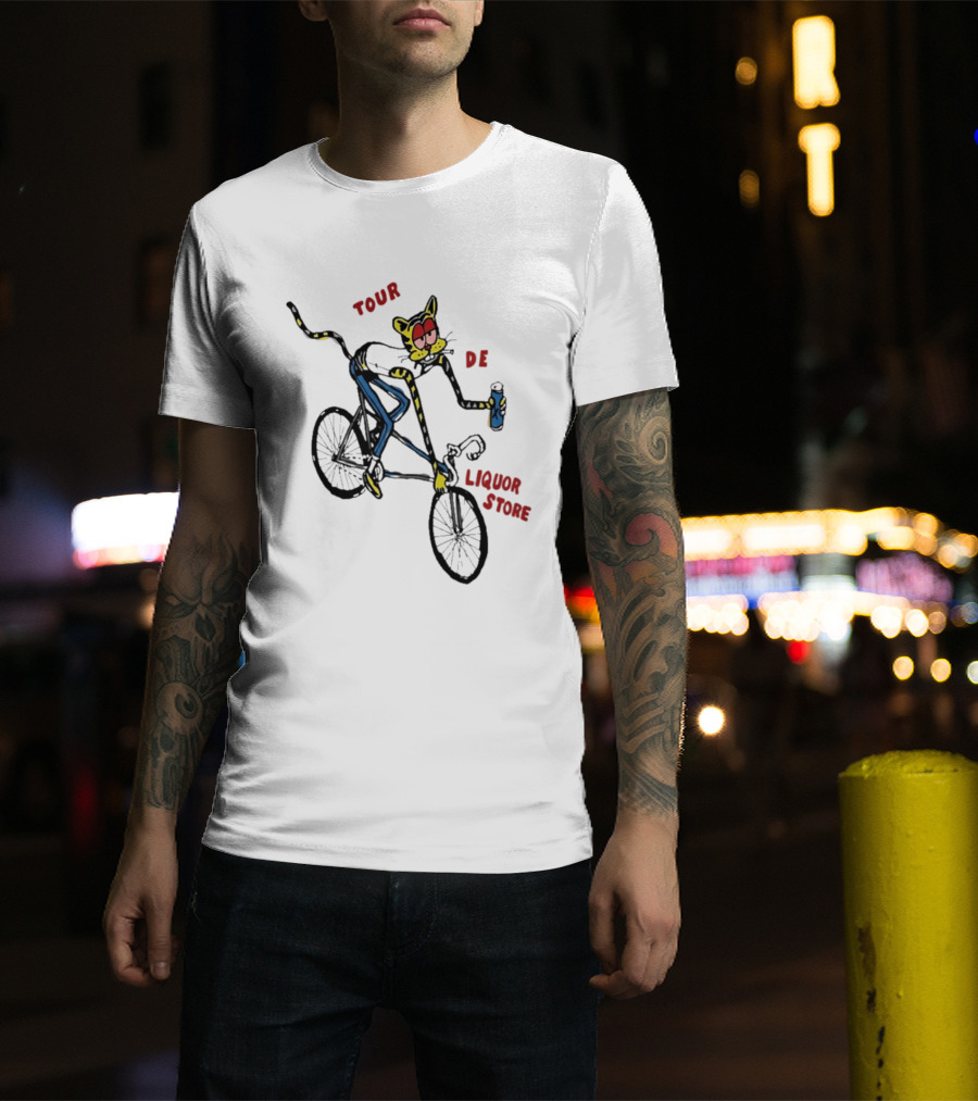 Tour De Liquor Store Cat Bicycle Cycling T-Shirt