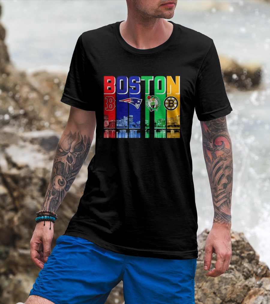 Boston Red Sox Patriots Celtics Bruins Skyline T-Shirt