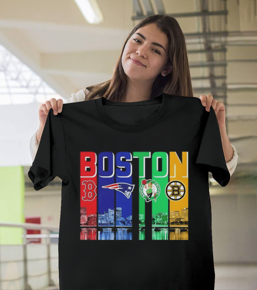 Boston Red Sox Patriots Celtics Bruins Skyline T-Shirt