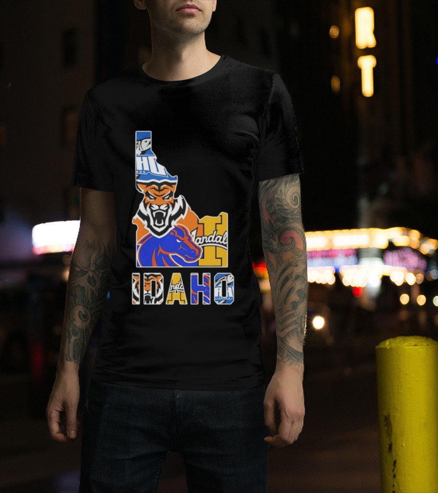 Idaho State Bengals Boise State Broncos Vandals Map Collage 2026 T-Shirt