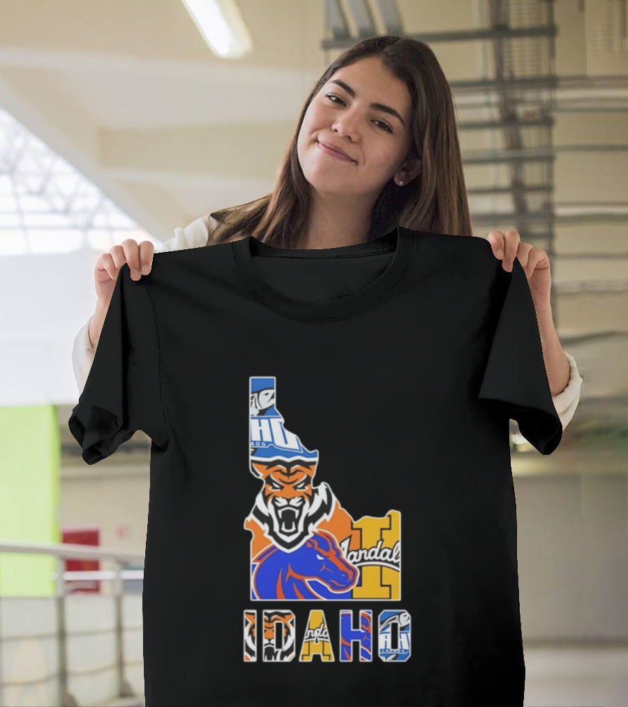 Idaho State Bengals Boise State Broncos Vandals Map Collage 2026 T-Shirt