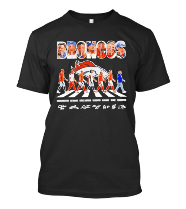 Denver Broncos Abbey Road Sutton Bryant Surtain II Bonitto Harvey Nix Payton Signatures NFL Team T-Shirt