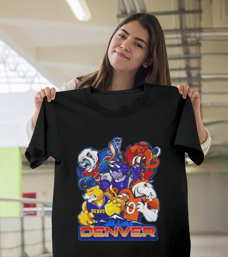 Denver Sports Teams Mascot Collage Featuring Iconic City T-Shirt