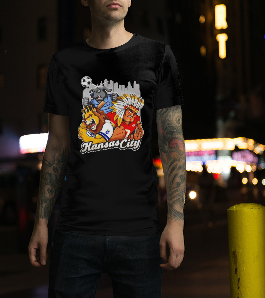 Kansas City Chiefs Royals Sporting KC Cityscape Sports Mashup T-Shirt