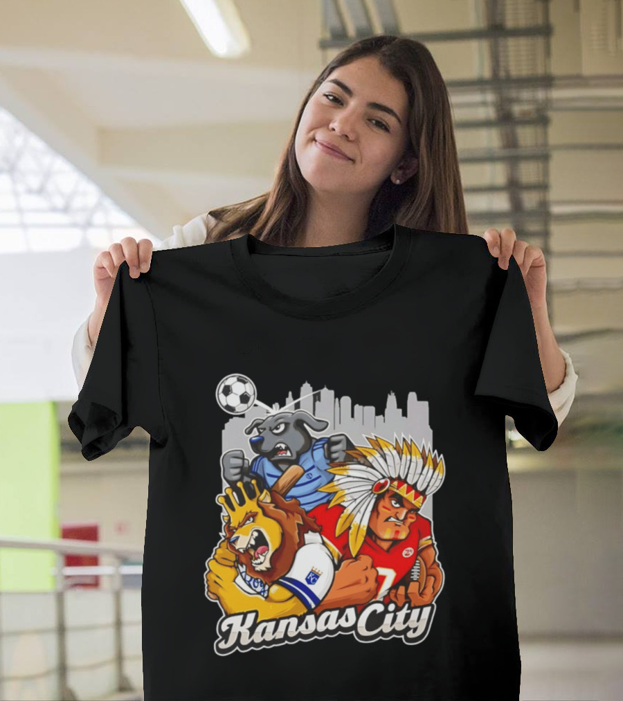 Kansas City Chiefs Royals Sporting KC Cityscape Sports Mashup T-Shirt