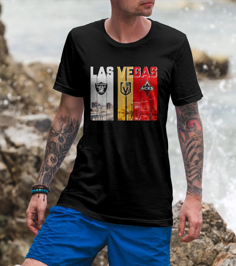 Las Vegas Raiders Golden Knights Aces Skyline T-Shirt