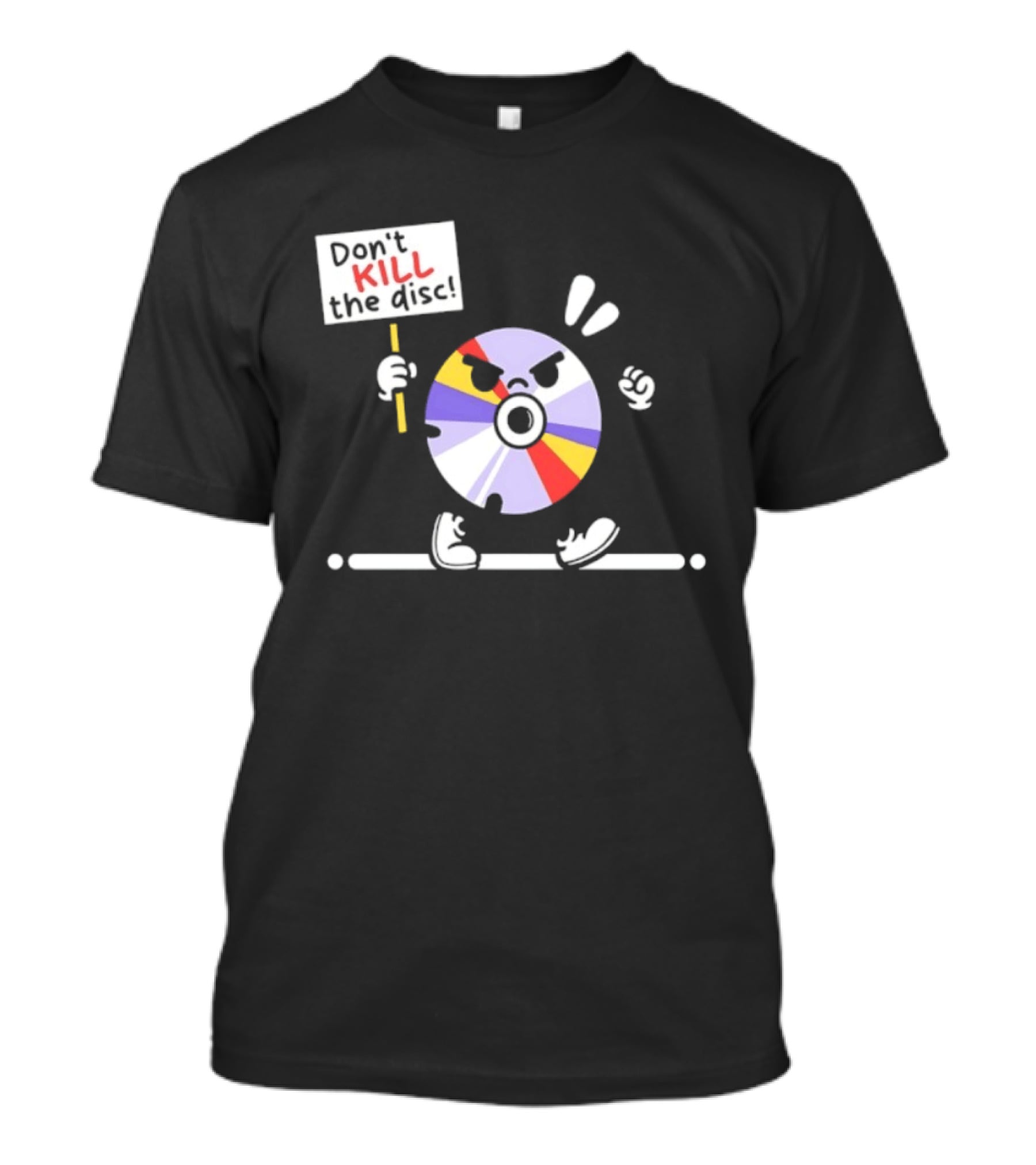 Don't Kill The Disc CD Tech Music Media Protest Cartoon T-Shirt