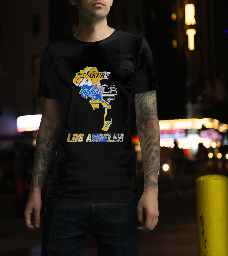 Los Angeles Lakers Dodgers Rams Chargers Kings Map Season 2026 T-Shirt