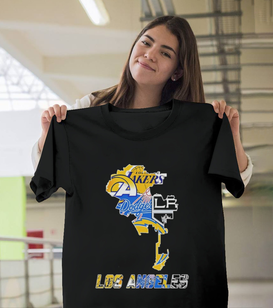 Los Angeles Lakers Dodgers Rams Chargers Kings Map Season 2026 T-Shirt