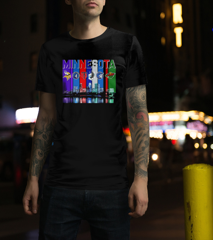 Minnesota Vikings Timberwolves Twins Lynx Wild Skyline 2026 T-Shirt