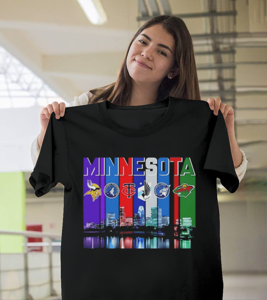 Minnesota Vikings Timberwolves Twins Lynx Wild Skyline 2026 T-Shirt