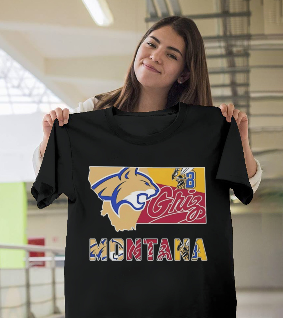 Montana Bobcats Griz 2026 College Football Map T-Shirt
