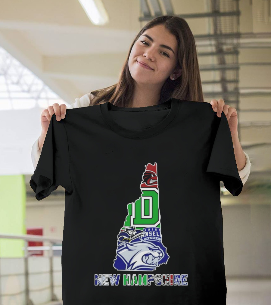 New Hampshire State Map Saint Anselm Hawks Wildcats Dartmouth Big Green 2026 T-Shirt