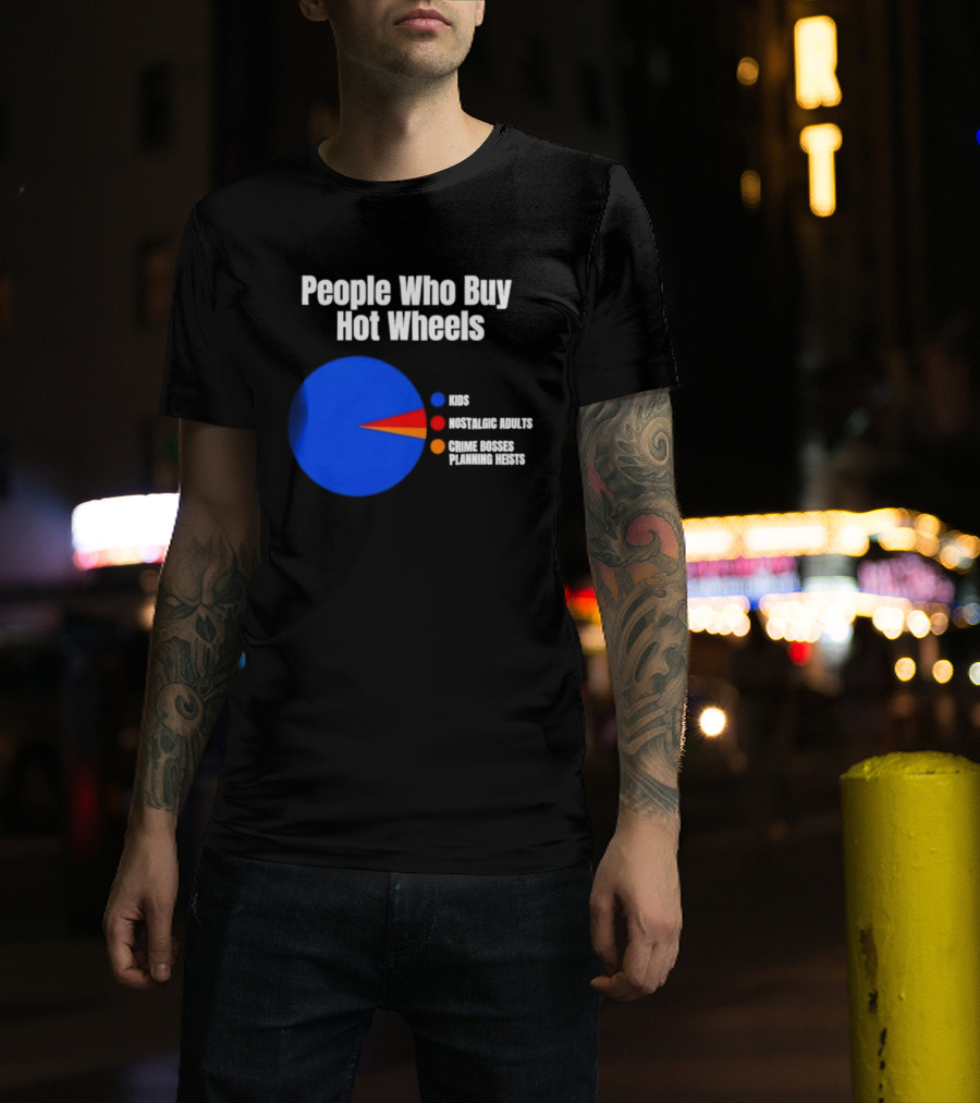 People Who Buy Hot Wheels Nostalgic Adults Crime Bosses Planning Heists Pie Chart T-Shirt