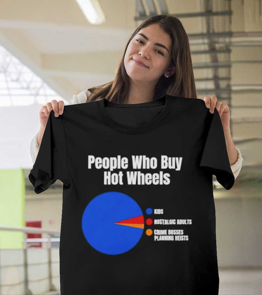 People Who Buy Hot Wheels Nostalgic Adults Crime Bosses Planning Heists Pie Chart T-Shirt