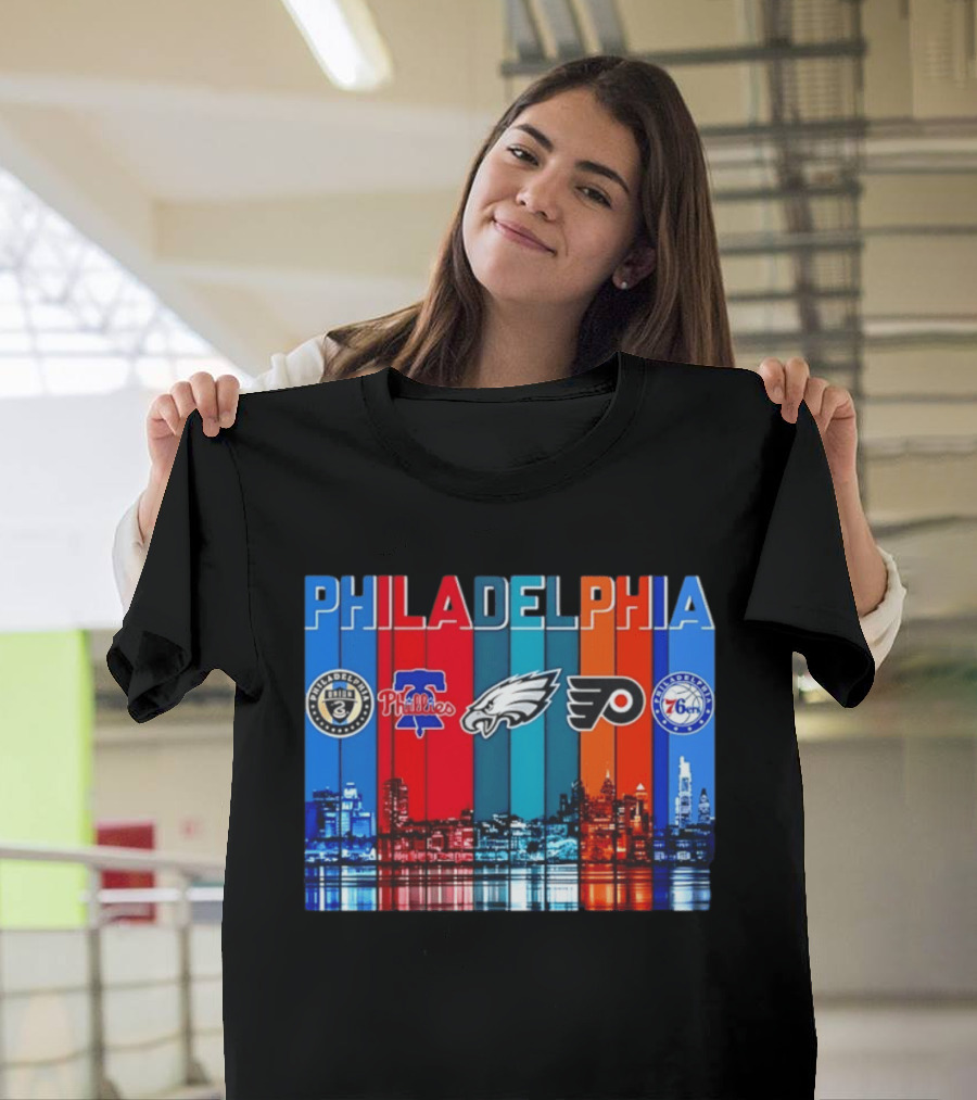Philadelphia Union Phillies Eagles Flyers 76ers Skyline 2026 T-Shirt
