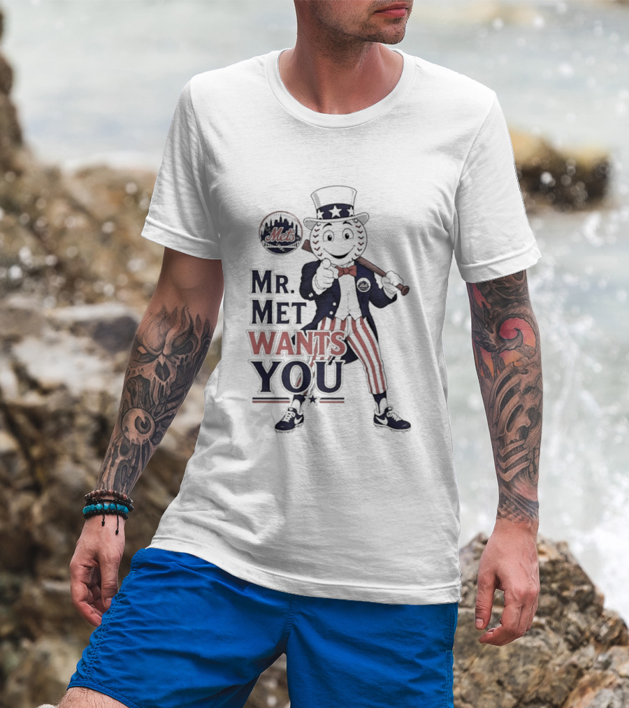 Mr. Met Wants You New York Mets Uncle Sam Baseball Fan T-Shirt