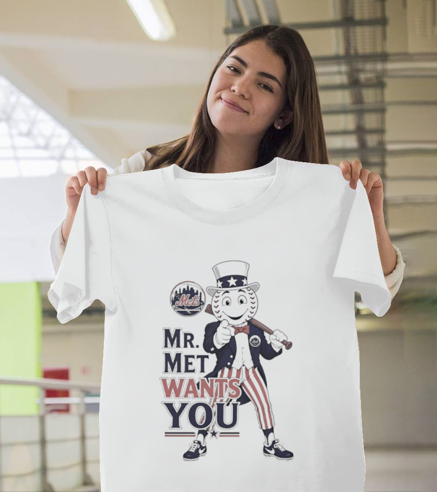 Mr. Met Wants You New York Mets Uncle Sam Baseball Fan T-Shirt