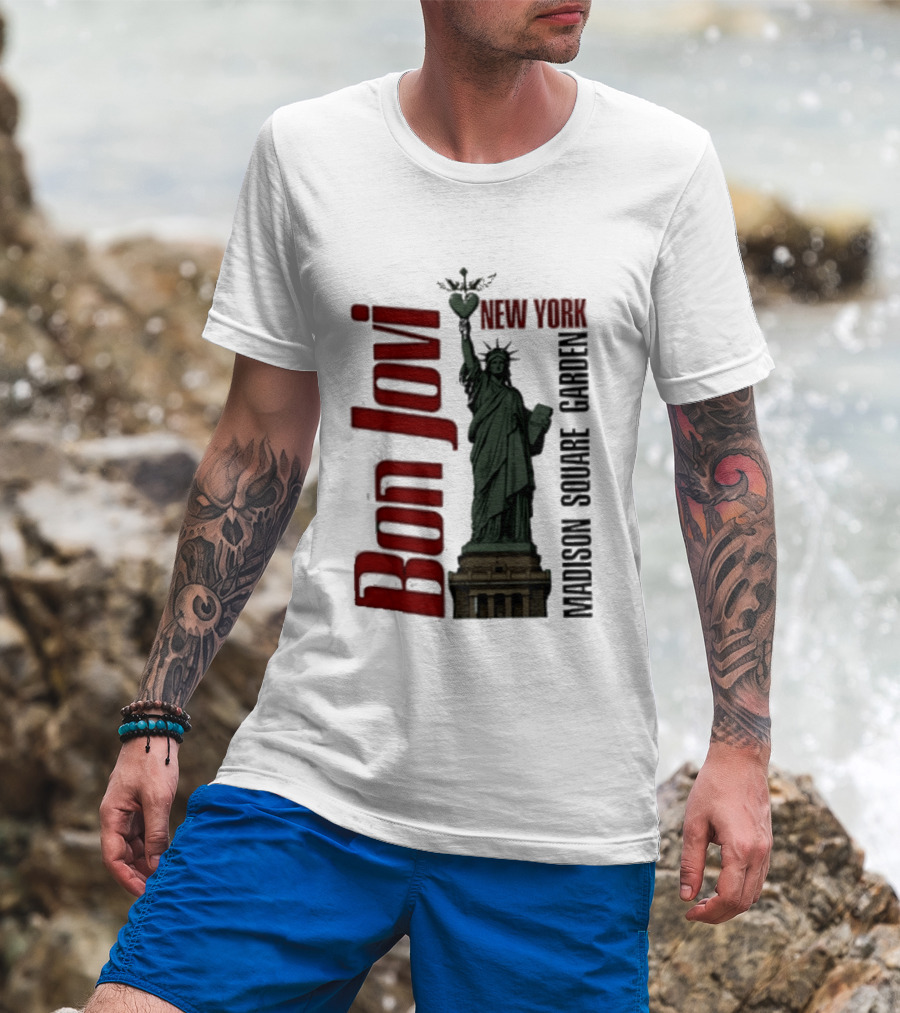 Bon Jovi Statue Of Liberty New York Madison Square Garden T-Shirt