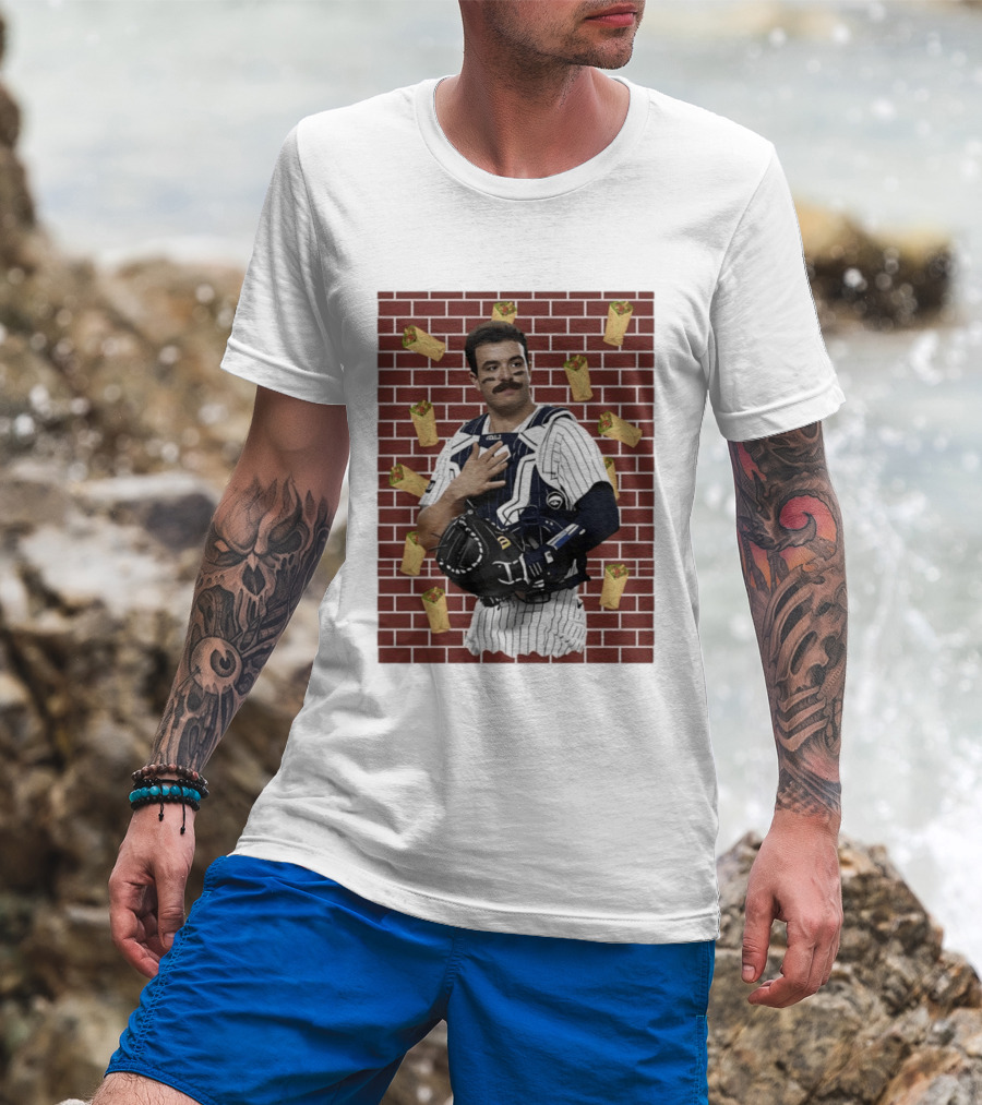 Yankees Austin Wells Catcher With Brick Wall And Burrito T-Shirt
