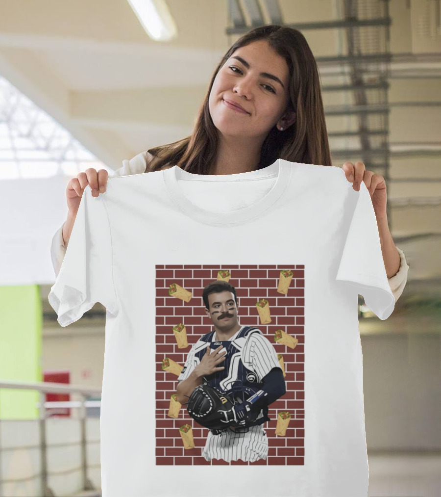 Yankees Austin Wells Catcher With Brick Wall And Burrito T-Shirt