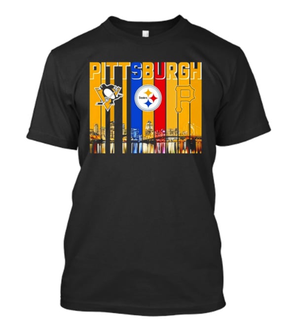 Pittsburgh Penguins Steelers Pirates City Skyline 2026 Sports Teams T-Shirt