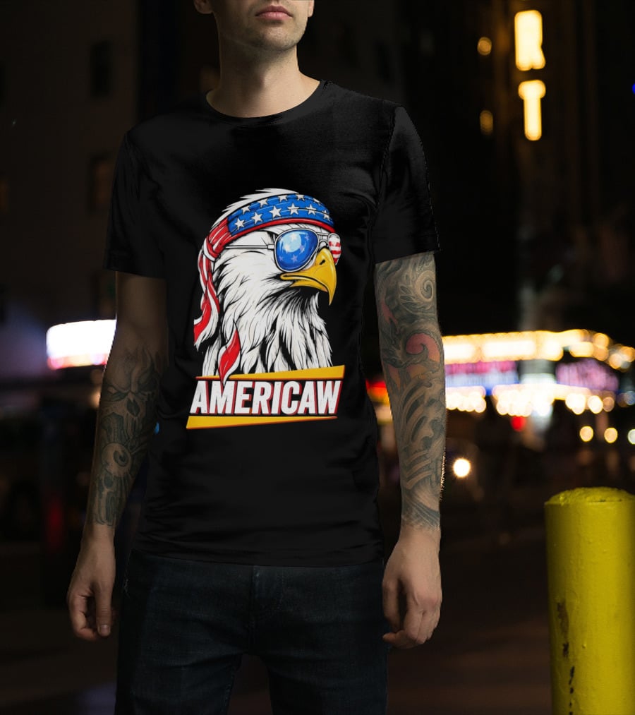 Bald Eagle Americaw Bandana American Flag USA T-Shirt