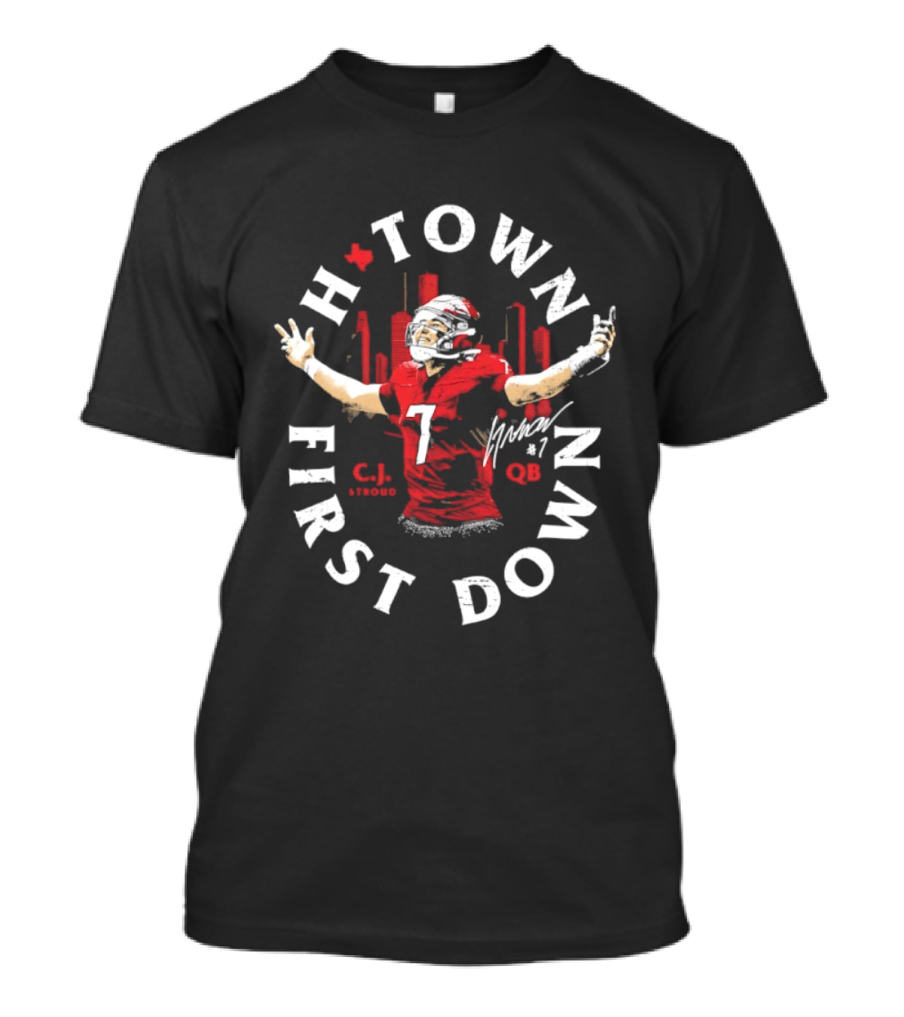 C.J. Stroud QB 7 Houston Texans H Town First Down T-Shirt