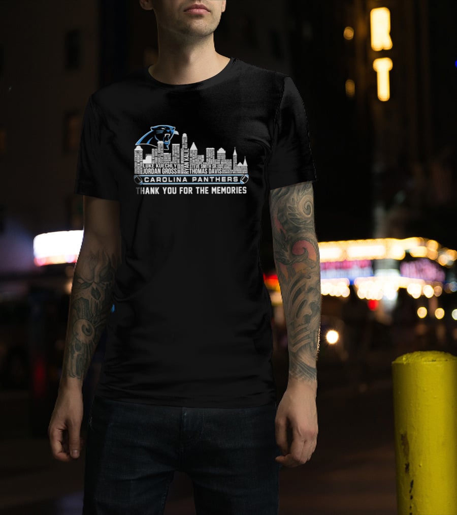 Carolina Panthers City Skyline Player Names Thank You For The Memories T-Shirt