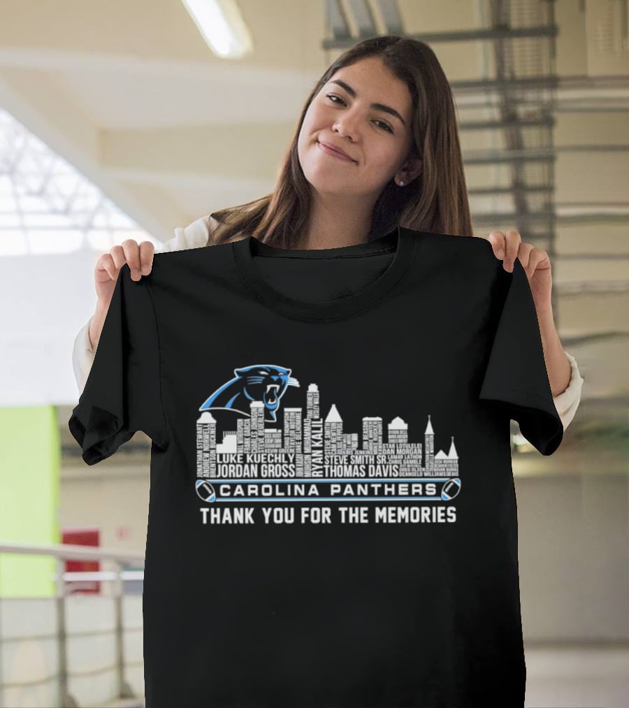 Carolina Panthers City Skyline Player Names Thank You For The Memories T-Shirt
