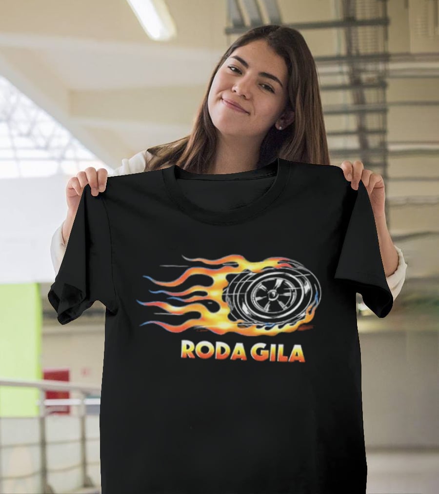 Roda Gila Kelompok Penerbang Roket Motorbike Flame Wheel Graphic 2 Sided T-Shirt
