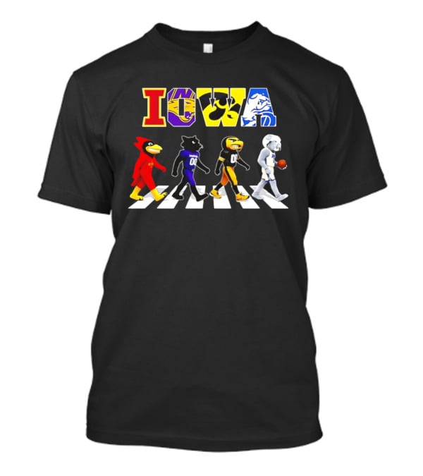Iowa Mascots Abbey Road 2026 Cyclones Panthers Hawkeyes Bulldogs T-Shirt