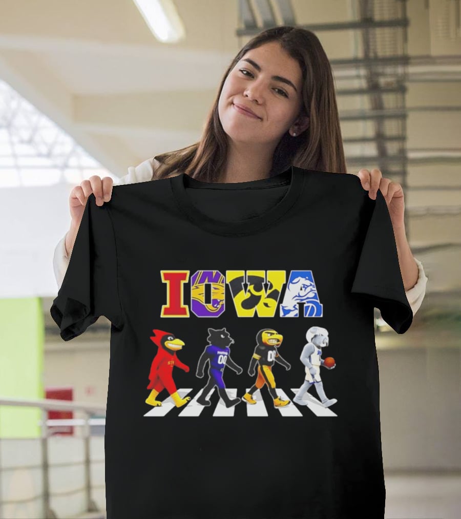 Iowa Mascots Abbey Road 2026 Cyclones Panthers Hawkeyes Bulldogs T-Shirt