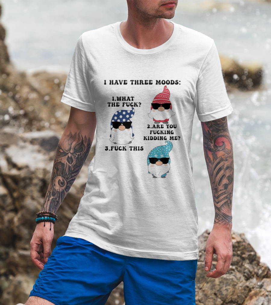 I Have Three Moods What The Fuck Are You Fucking Kidding Me Fuck This Gnome T-Shirt