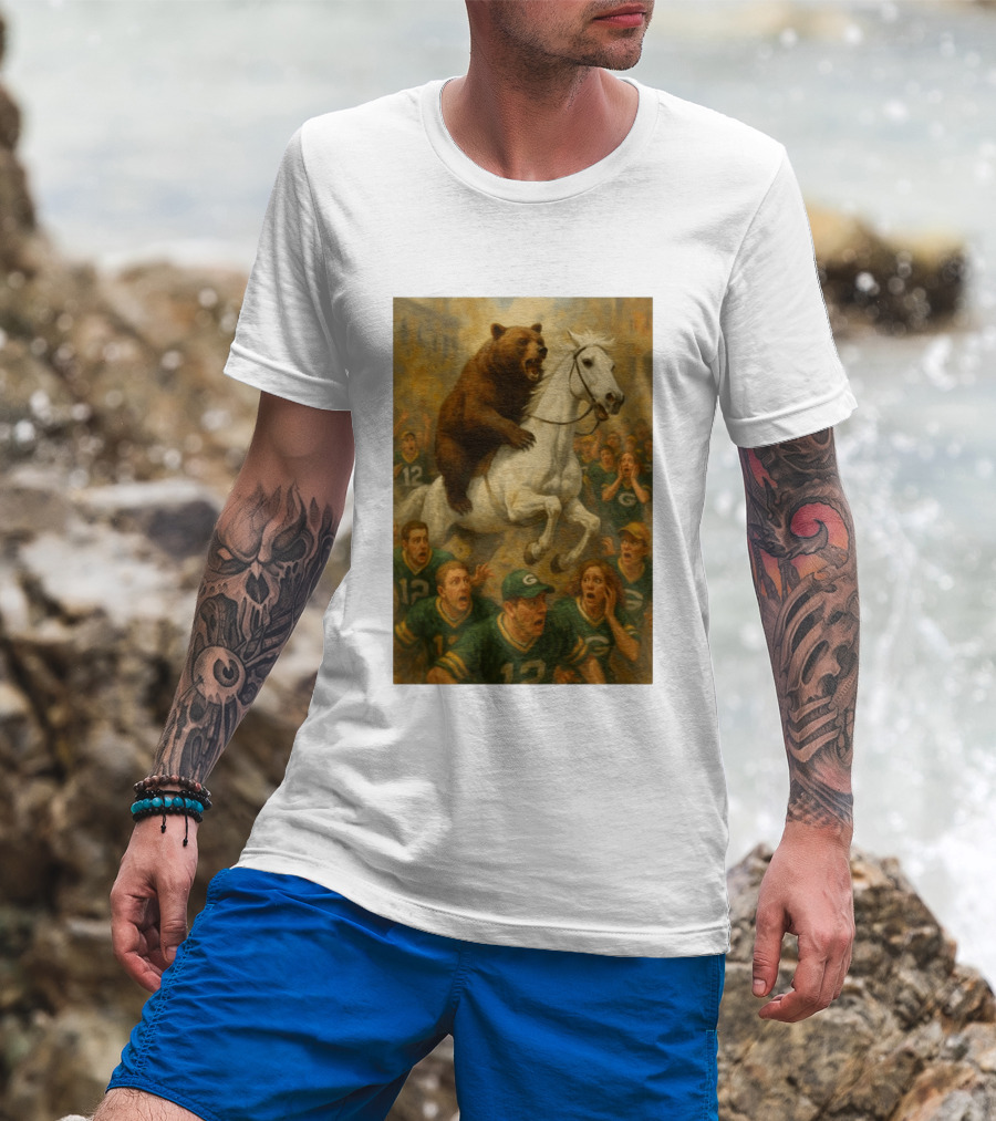 Bear Riding Horse Surprising Green Bay Packers Fans NFL Humor T-Shirt