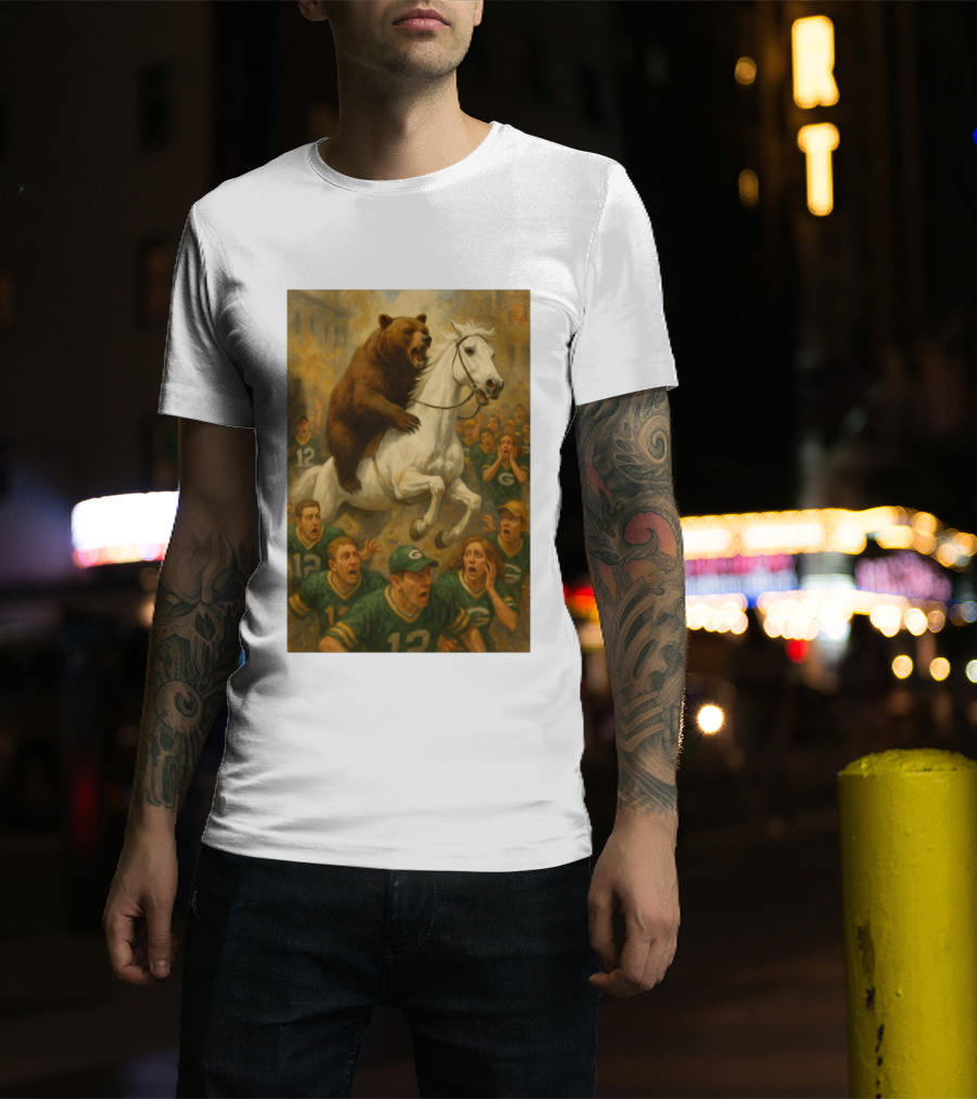 Bear Riding Horse Surprising Green Bay Packers Fans NFL Humor T-Shirt