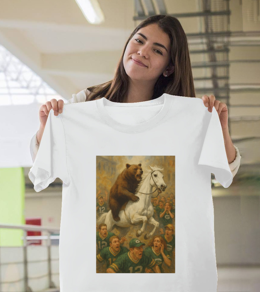 Bear Riding Horse Surprising Green Bay Packers Fans NFL Humor T-Shirt