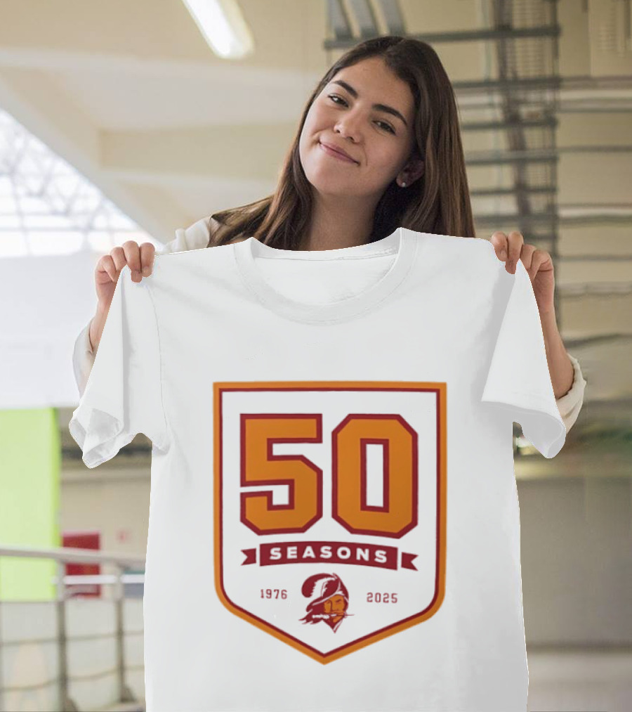Bucky Irving 7 Tampa Bay Buccaneers 50 Seasons 1976 2025 T-Shirt