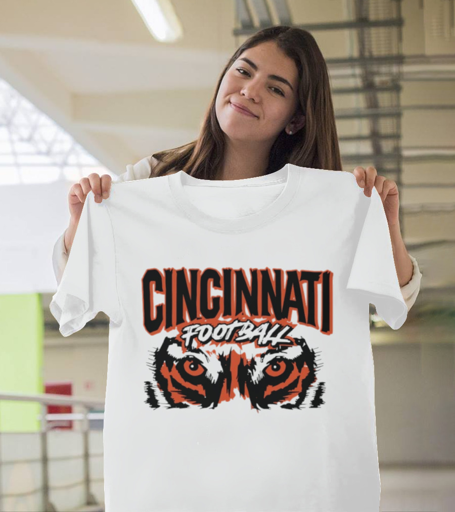 Cincinnati Football Tiger Eyes Grunge T-Shirt