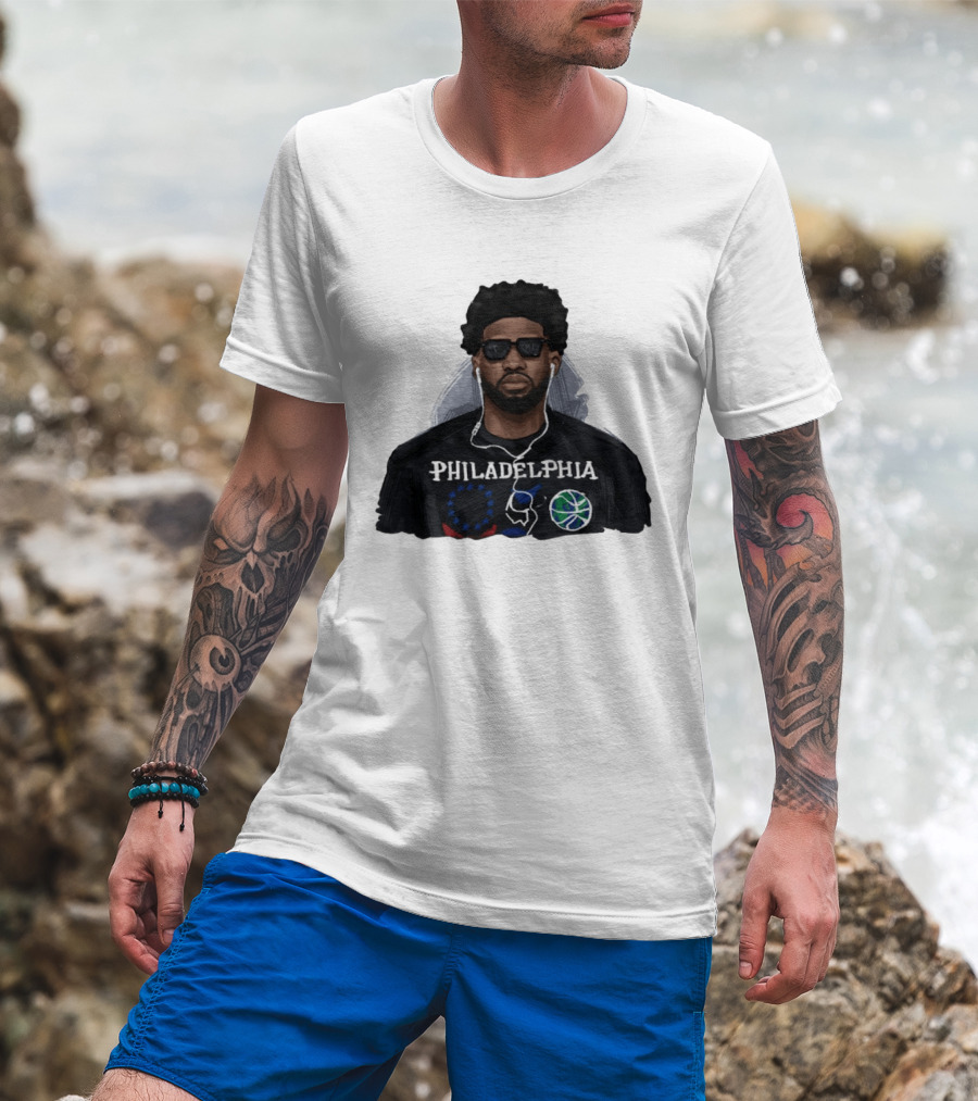 Philadelphia Joel Embiid Wired Earphones Basketball 76ers T-Shirt
